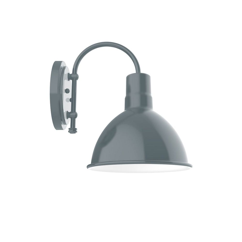 Montclair Lightworks SCC115-40-W10-L12 10" Deep Bowl Shade Wall Mount Sconce With Wire Grill, Slate Gray